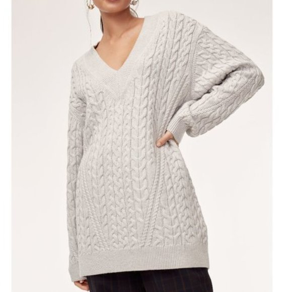 Aritzia Sweaters - Aritzia Wilfred Devry Sweater Ribbed Cable Knit Chunky Merino Wool Yellow
